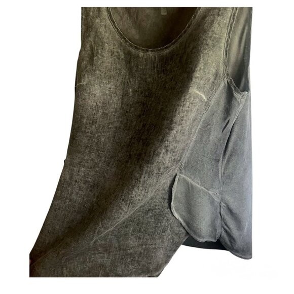 XCVI 100% Linen Round Neck Sleeveless Tank Charcoal Gray Stonewashed Size Small - Picture 3 of 7